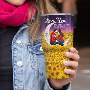 Personalized Gifts For Couple Tumbler Cup Love You To The Moon And Back - Drinkware - GoDuckee