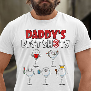Daddy's Best Shots Personalized Shirts, Gift For Dad, Funny Sperm Shirt - Shirts - GoDuckee