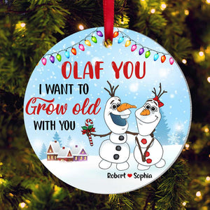 I Want To Grow Old With You, Gift For Couple, Personalized Ornament, Snowman Couple Ornament, Christmas Gift 05HTTI270723HA - Ornament - GoDuckee