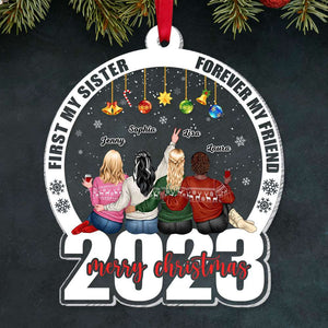 First My Sister, Forever My Friend, Gift For Friends, Personalized Ornament, Bestie Friends Ornament, Christmas Gift - Ornament - GoDuckee