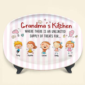 Grandma's Kitchen, Gift For Grandma, Personalized Plate, Grandkids Plate - Resin Plate - GoDuckee