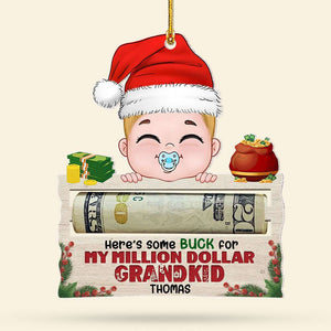 Here's Some Buck For My Grandkid, Gift For Grandkids, Personalized Money Holder Ornament, Christmas Gift - Ornament - GoDuckee