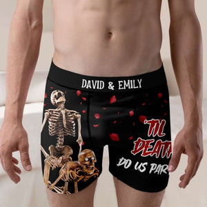 Let's Bone, Couple Gift, Personalized Men & Women Boxer, Funny Naughty Skeleton Couple Boxer - Boxer Briefs - GoDuckee