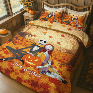 Autumn Horror Couple Quilt Bedding Set - Personalized Gifts For Couple 05pgti180725 - Blanket - GoDuckee
