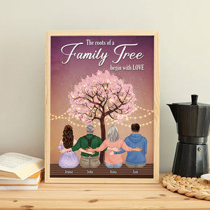The Roots Of A Family Tree Begin With Love Personalized Hugging Family Canvas Print Gift For Family - Poster & Canvas - GoDuckee