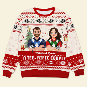 Personalized Gifts For Golf Couple Ugly Sweater 01xqti191024pa - Ugly Christmas Sweater - GoDuckee