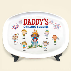 Daddy's Grilling Buddies-Gift For Dad-Personalized Resin Plate- Grill Dad - Resin Plate - GoDuckee