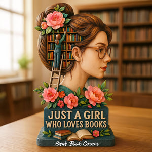 Girl Book Lover Acrylic Plaque Personalized Gifts For Book Lovers 02HUTI130525 - Shaped Plaques - GoDuckee