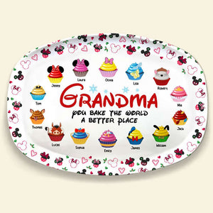 Grandma, You Bake The World A Better Place, Gift For Family, Personalized Resin Plate, Cupcake Kids Plate, Christmas Gift 04TOTI251023 - Resin Plate - GoDuckee