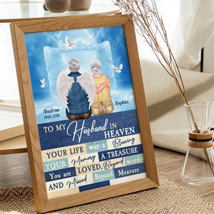 To My Husband In Heaven, Universary Personalized Heaven Couple Canvas Poster 03BHDT231222TM - Poster & Canvas - GoDuckee