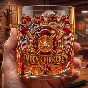Firefighter Daddy's Crew Glass Mug Personalized Gifts For Dad 01PATI060526 - Glass - GoDuckee