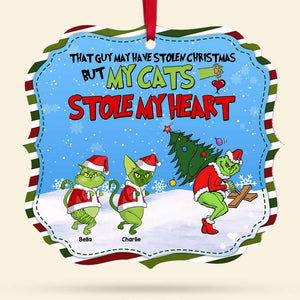 My Cats Stole My Heart, Gift For Cat Lover, Personalized Acrylic Ornament, Green Cats Ornament, Christmas Gift 01HTTI041123 - Ornament - GoDuckee