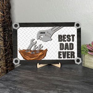 Dad Funny Mechanic Wrench Feeding Personalized Wood Sign, Father's Day Gift, Gift For Dad - Wood Sign - GoDuckee