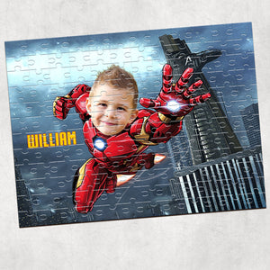 Gift For Kids, Personalized Jigsaw Puzzle, Superhero Kid Custom Face Puzzle 02QHTI191223 - Wood Sign - GoDuckee