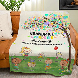 Grandma & Grandkids Never Apart Maybe In Distance But Never At Heart, Personalized Blanket, Gifts For Grandma - Blanket - GoDuckee