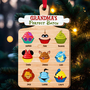 Grandma's Perfect Batch, Gift For Family, Personalized Wood Ornament, Cupcake Kids Ornament, Christmas Gift For Family 04HUTI211023QN - Ornament - GoDuckee