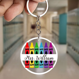 Personalized Teacher Keychain, Crayons Shape, Gift For Teacher - Keychains - GoDuckee