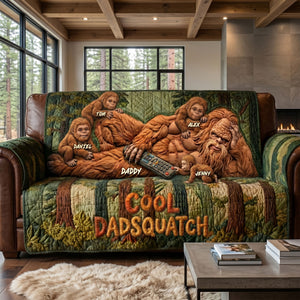 Fun Sasquatch Dad Resting Quilted Sofa Cover - Personalized Gifts For Dads 04QHTI170426 - Sofa Cover - GoDuckee