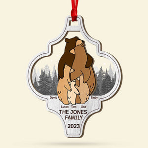 Gift For Family, Personalized Mixed Ornament, Bear Family Hugging Ornament, Christmas Gift 05NATI080923 - Ornament - GoDuckee