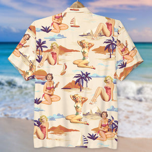 Pin Up Girl, Beach Girl Hawaiian Shirt, Summer Gift - Hawaiian Shirts - GoDuckee
