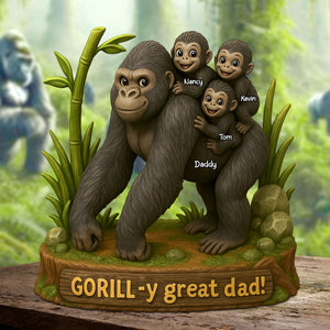 Gorilla Dad Plaque - Personalized Gifts For Dad 01nati120525 - Shaped Plaques - GoDuckee