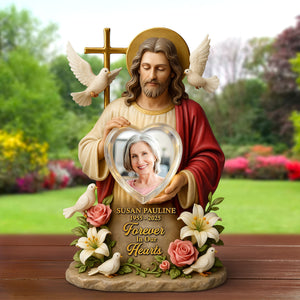 Memorial Jesus Plaque - Custom Photo Gifts For Jesus Lovers 01huti030625 - Shaped Plaques - GoDuckee