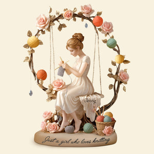 Dreamy Kniting Girl Plaque - Personalized Gifts For Knitting Lovers 02qhti070725 - Shaped Plaques - GoDuckee