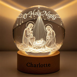 Nativity O Holy Night Crystal Ball Night Light - Personalized Gifts For Christian Night Light 02PGTI211025 - Night Lights - GoDuckee