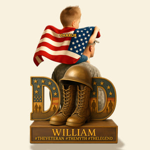 Veteran Dad Plaque - Personalized Gifts For Dad 02ohti090525 - Shaped Plaques - GoDuckee