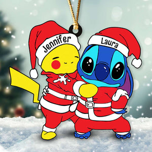 Gift For Friends, Couple, Personalized Acrylic Ornament, Besties Santa Hat Ornament, Christmas Gift 03ACDT290923-2 - Ornament - GoDuckee