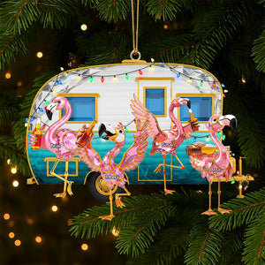 Flamingo Camping Family Ornament - Personalized Gifts For Family 04ohti150825 - Ornament - GoDuckee