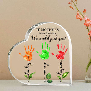 If Mothers Were Flowers, Gift For Mom, Personalized Acrylic Plaque, Flower Handprint Kid Plaque - Decorative Plaques - GoDuckee