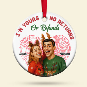 Caricature Couple Ornament - Custom Photo Gifts For Couple 03pgti270825 - Ornament - GoDuckee