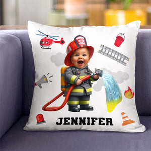 Custom Photo Gifts For Kid Firefighter Pillow 04ohti061224 - Pillow - GoDuckee