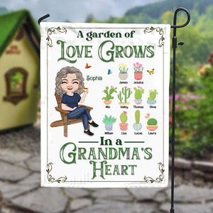 A Garden Of Love Grows, Gift For Grandma Personalized Garden Flag, Grandkids Plant Flag - Tote Bag - GoDuckee