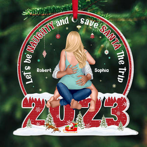 Let's Be Naughty, Couple Gift, Personalized Acrylic Ornament, Naughty 2023 Couple Ornament, Christmas Gift - Ornament - GoDuckee