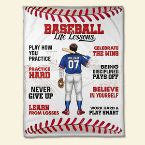 Baseball Life lessons, Gift For Him, Personalized Blanket, Baseball Lover Blanket - Blanket - GoDuckee