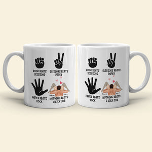 Rock Beats Scissors Personalized Mug, Funny Gift For Couple - Coffee Mug - GoDuckee
