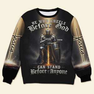 Kneeling Knight Knitted Ugly Sweater - Personalized Gifts For Christian Ugly Sweater 03HUTI211025 - Ugly Christmas Sweater - GoDuckee