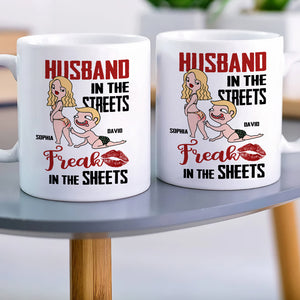 Husband In The Streets Freak In The Sheets Personalized Mug, Gift For Couple - Coffee Mug - GoDuckee