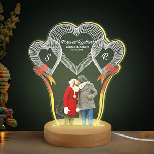 Couple Led Light-Custom Photo Led Night Light Wood Base- Couple Gift - Led Night Light - GoDuckee