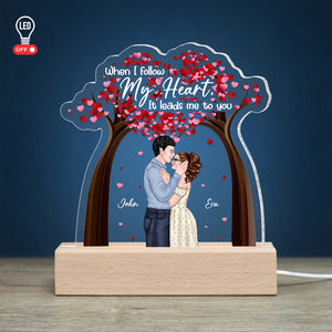 My Heart Leads Me To You Personalized 3D Led Light Gift For Couple - Led Night Light - GoDuckee