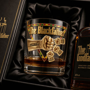 The Black Father 11oz Round Glass - Personalized Gifts For Dad 01huti020526 - Glass - GoDuckee