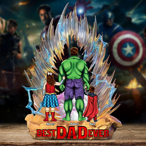 Personalized Gifts For Dad Acrylic Plaque, Best Dad Ever - Shaped Plaques - GoDuckee
