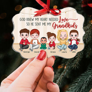 Grandma God Sent Me My Grandkids 02acdt140823hh Medallion Acrylic Ornament - Ornament - GoDuckee