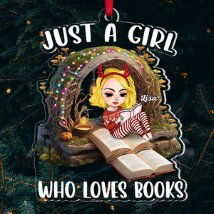 Just A Girl Who Love Books, Gift For Book Lover, Personalized Acrylic Ornament, Girl Reading Books Ornament, Christmas Gift 05HUTI210923HH - Ornament - GoDuckee