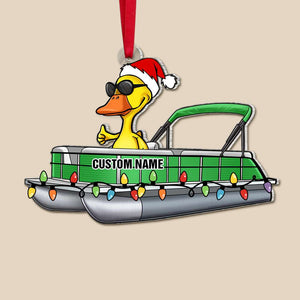 Pontoon Duck Jolly Holiday, Personalized Ornament, Christmas Gift, Christmas Tree Decoration For Pontoon Lovers - Ornament - GoDuckee