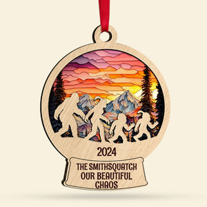 Big Foot family, Personalized 2 Layer Mix Ornament, Custom Suncatcher Ornament, Gifts For Family, Unique Christmas Gifts, Christmas Tree Decorations - Ornament - GoDuckee