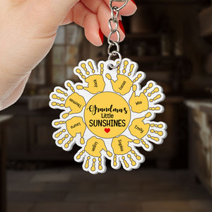 Grandma's Little Sunshines, Gift For Grandma, Personalized Keychain, Grandkids Hand Keychain - Keychains - GoDuckee