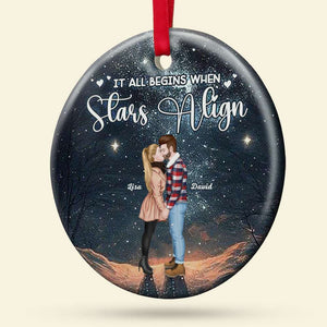 Romantic Couple Personalized Ornament, It All Begins When Stars Align 03QHTI131123PA - Ornament - GoDuckee